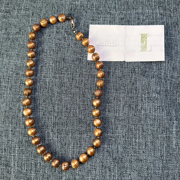 Lee Sands Freshwater Baroque Rust Pearls And Sterling Silver Necklaces 17"